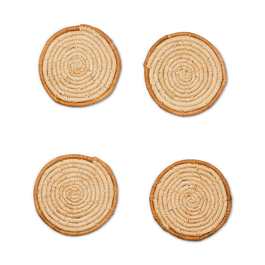 Soft Gold Ring Raffia Coasters (set of 4) Oxandbear